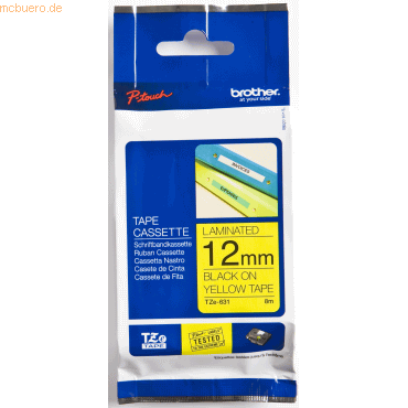 Brother Schriftband TZE631 12mm schwarz/gelb Brother Schriftband TZE631 12mm schwarz/gelb von Brother