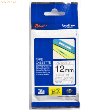 Brother Schriftband TZEM31 12mm schwarz/transparent-matt Brother Schriftband TZEM31 12mm schwarz/transparent-matt von Brother