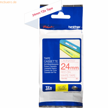 Brother Schriftband TZe-252 24mm rot/weiß Brother Schriftband TZe-252 24mm rot/weiß von Brother