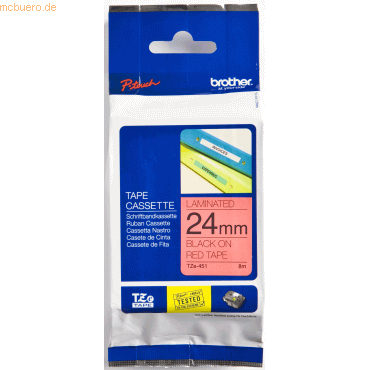 Brother Schriftband TZe-451 24mm schwarz/rot Brother Schriftband TZe-451 24mm schwarz/rot von Brother