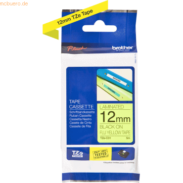 Brother Schriftband TZe-C31 12mm schwarz/signal-gelb Brother Schriftband TZe-C31 12mm schwarz/signal-gelb von Brother