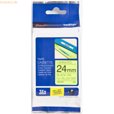 Brother Schriftband TZe-C51 24mm schwarz/signalgelb Brother Schriftband TZe-C51 24mm schwarz/signalgelb von Brother