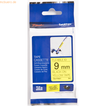 Brother Schriftband TZe-FX621 9mm schwarz/gelb Brother Schriftband TZe-FX621 9mm schwarz/gelb von Brother