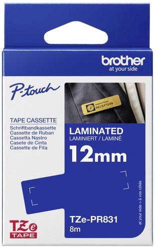 Brother Schriftband TZe-PR831 Bandfarbe: Gold Schriftfarbe:Schwarz 12mm 8m von Brother
