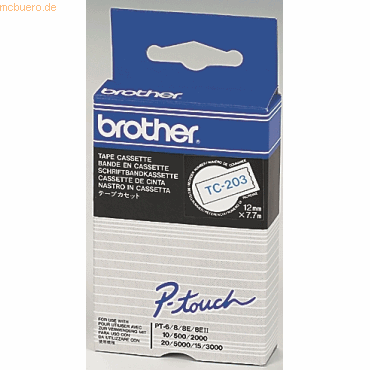 Brother Schriftbandkassette 12mm TC-203 weiß/blau von Brother