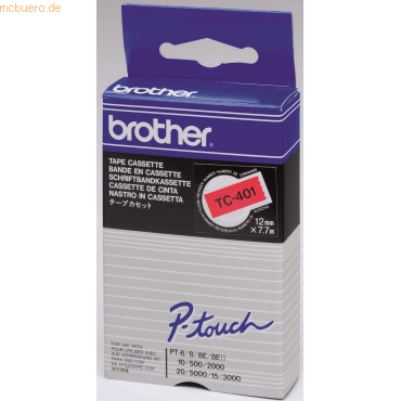 Brother Schriftbandkassette 12mm TC-401 rot/schwarz Brother Schriftbandkassette 12mm TC-401 rot/schwarz von Brother