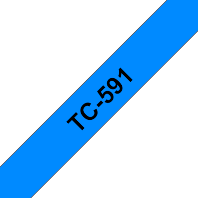 Brother TC-591 Schriftbandkassette 9mm x 7,7m schwarz auf blau von Brother