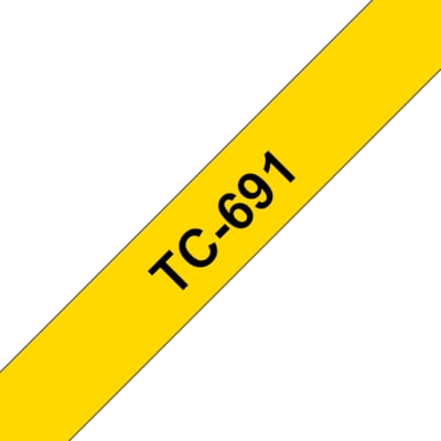 Brother TC-691 Schriftbandkassette 9mm x 7,7m schwarz auf gelb von Brother