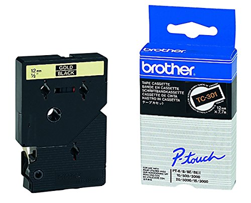 Brother TC301 Schriftbandkassetten 12mm schw./gold von Brother