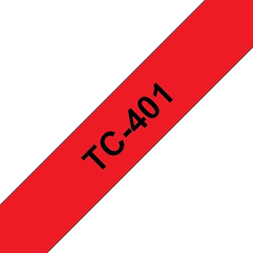 Brother TC401 Schriftbandkassette 7,7m 12mm schwarz/rot für P-touch 8e 500 II 2000/3000/5000, One size von Brother