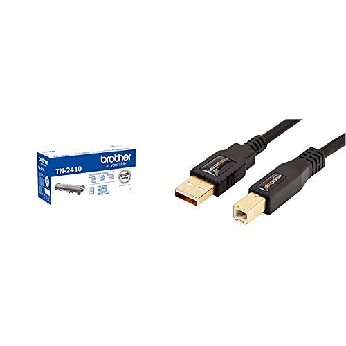 Brother TN-2410 Tonerkartusche, schwarz & Amazon Basics USB 2.0-Druckerkabel A-Stecker auf B-Stecker, 3 m Brother TN-2410 Tonerkartusche, schwarz & Amazon Basics USB 2.0-Druckerkabel A-Stecker auf B-Stecker, 3 m von Brother