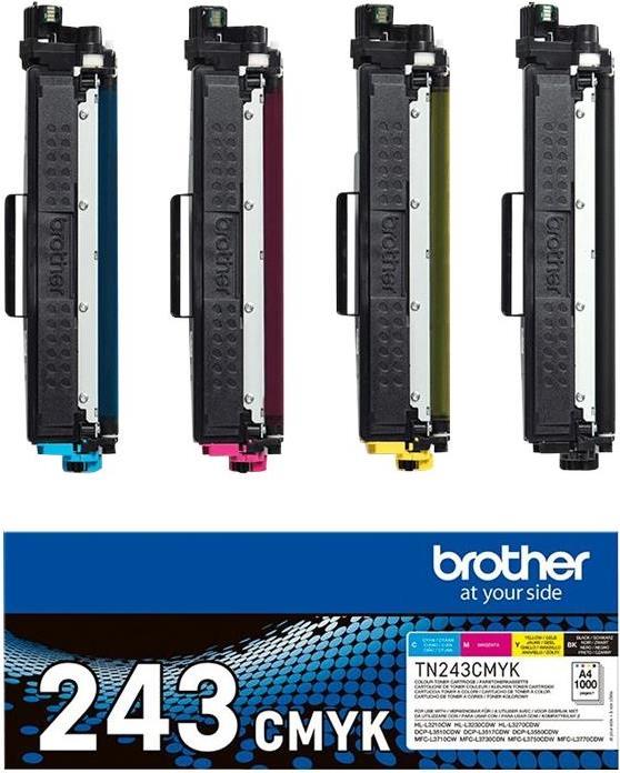 Brother TN243CMYK Value Pack - 4er-Pack - Schwarz, Gelb, Cyan, Magenta - Original - Tonerpatrone - für Brother HL-L3270CDW, MFC-L3750CDW (TN243CMYK) von Brother