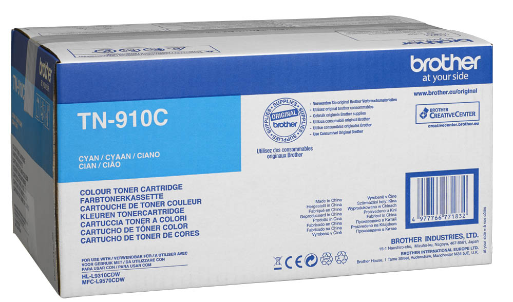 Brother TN910C - Ultra Jumbo - Cyan - Original - Tonerpatrone - für Brother HL-L9310CDW, HL-L9310CDWT, HL-L9310CDWTT, MFC-L9570CDW, MFC-L9570CDWT (TN910C) von Brother