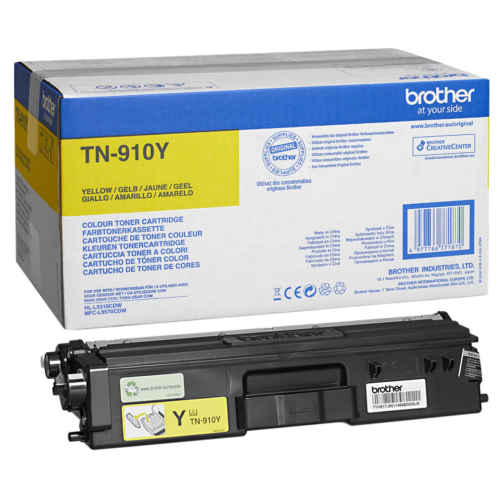 Brother TN910Y - Ultra Jumbo - Gelb - Original - Tonerpatrone - für Brother HL-L9310CDW, HL-L9310CDWT, HL-L9310CDWTT, MFC-L9570CDW, MFC-L9570CDWT (TN910Y) von Brother