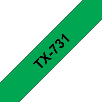 Brother TX-731 Schriftbandkassette 12mm x 15m schwarz auf grün von Brother