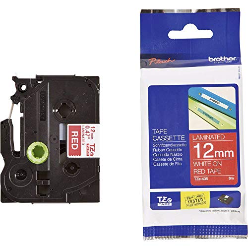 Brother Original P-touch Schriftband TZe-435 12 mm, weiß auf rot (kompatibel u.a. mit Brother P-touch PT-H100LB/R, -H105, -E100/VP, -D200/BW/VP, -D210/VP) Brother Original P-touch Schriftband TZe-435 12 mm, weiß auf rot (kompatibel u.a. mit Brother P-touch PT-H100LB/R, -H105, -E100/VP, -D200/BW/VP, -D210/VP) von Brother