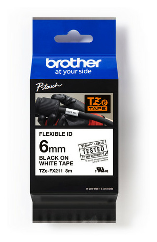 Brother TZE-FX211 Flexi-Tape 6mm weiß/schwarz 8m Brother TZE-FX211 Flexi-Tape 6mm weiß/schwarz 8m von Brother