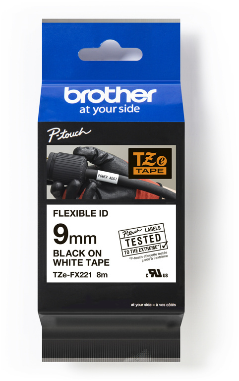 Brother TZEFX221 Flexi-Tape 9mm weiß/schwarz 8m Brother TZEFX221 Flexi-Tape 9mm weiß/schwarz 8m von Brother