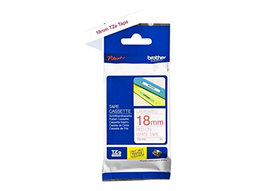 Brother TZe-242 P-touch Schriftband (18 mm, geeignet u.a. für Brother P-touch 1830VP, -D400/VP, -D450, -D600/VP, -P700, -2430, laminiert, 8 m lang) rot auf weiß von Brother