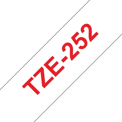 Brother TZe-252 Schriftband 24mm x 8m rot auf weiß selbstklebend von Brother