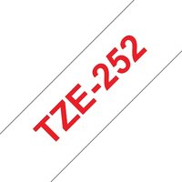 Brother TZe-252 Schriftband 24mm x 8m rot auf weiß selbstklebend von Brother