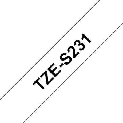 Brother TZe-S231 Schriftband, 12mm x 8m, schwarz auf weiß, stark klebend von Brother