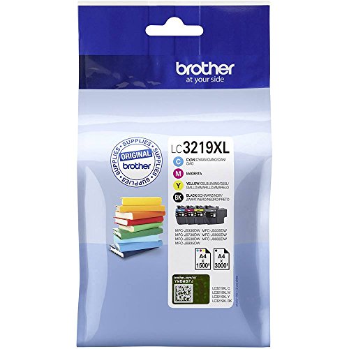 Brother Original Tintenpatronen LC-3219XL im Value Pack (schwarz, cyan, magenta, gelb) (für Brother MFC-J5330DW-MFC-J6935DW) LC3219XLVALDR Standard -Verpackung kann variieren von Brother
