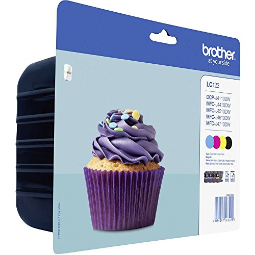 Brother Tinte LC-123 Original Kombi-Pack Schwarz, Cyan, Magenta, Gelb LC123VALBPDR, Multipack, Standard Brother Tinte LC-123 Original Kombi-Pack Schwarz, Cyan, Magenta, Gelb LC123VALBPDR, Multipack, Standard von Brother