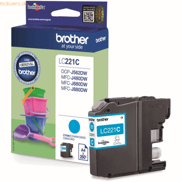 Brother Tintenpatrone Brother LC-221C cyan (ca. 260 Seiten) von Brother