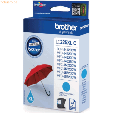 Brother Tintenpatrone Brother LC-225XLC cyan (ca. 1200 Seiten) von Brother