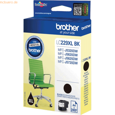 Brother Tintenpatrone Brother LC-229XLBK schwarz (ca. 2400 Seiten) von Brother