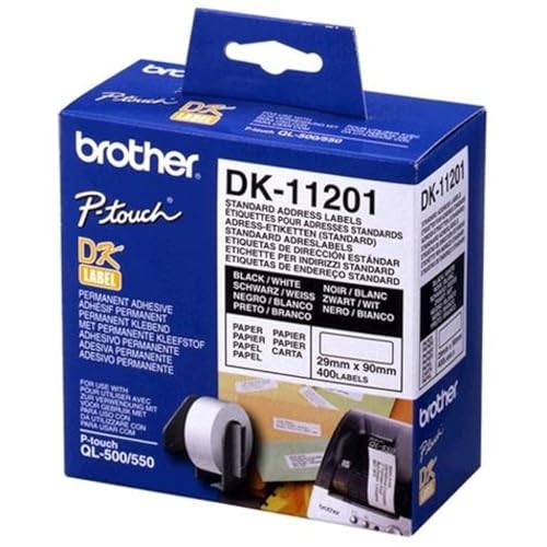 Go Brother Adress-Etiketten, 29x90mm schwarz auf weiß DK11201 von Brother