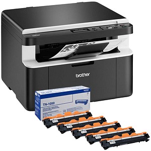 brother DCP-1612WVB inkl. 5 Toner 3 in 1 Laser-Multifunktionsdrucker schwarz von Brother