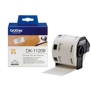 brother Endlosetikettenrolle für Etikettendrucker DK11209 weiß, 29,0 x 62,0 mm, 1 x 800 Etiketten von Brother