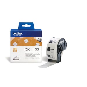 brother Endlosetikettenrolle für Etikettendrucker DK11221 weiß, 23,0 x 23,0 mm, 1 x 1.000 Etiketten von Brother