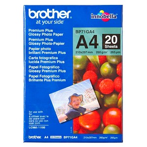 brother Fotopapier BP71GA4 DIN A4 glänzend 260 g/qm 20 Blatt von Brother