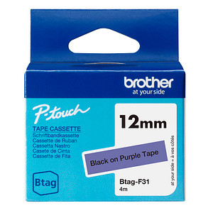brother Schriftband Btag BTAGF31, 12 mm schwarz auf lila von Brother