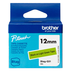 brother Schriftband Btag BTAGG31, 12 mm schwarz auf grün brother Schriftband Btag BTAGG31, 12 mm schwarz auf grün von Brother