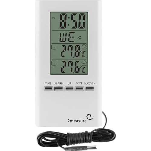 BROWIN® Elektronische Wetterstation mit Außensensor – Präzise Temperatur- und Luftfeuchtigkeitsanzeige für innen und außen, stilvolles Weiß von Browin