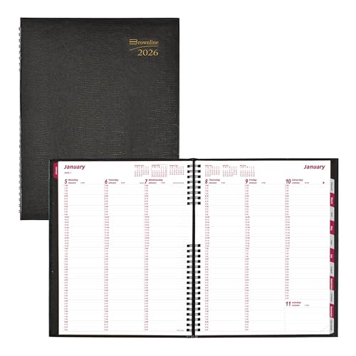 BROWNLINE CoilPro Wochenkalender Terminkalender 2026, Doppeldrahtbindung, Hardcover, schwarz von Brownline