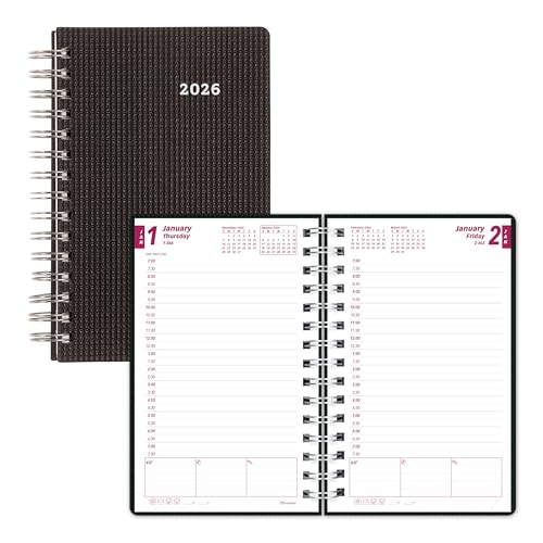 BROWNLINE DuraFlex Tagesplaner Termine 2026, Doppeldrahtbindung, 2-teiliger Polyeinband, schwarz von Brownline