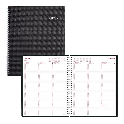 BROWNLINE DuraFlex Wochenplaner Terminkalender 2026, Doppeldrahtbindung, 2-teiliger Polyeinband, schwarz von Brownline