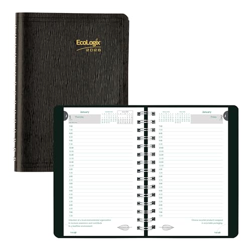 BROWNLINE EcoLogix Tagesplaner mit Terminen 2026, Doppeldrahtbindung, Softcover, Recycling, schwarz BROWNLINE EcoLogix Tagesplaner mit Terminen 2026, Doppeldrahtbindung, Softcover, Recycling, schwarz von Brownline