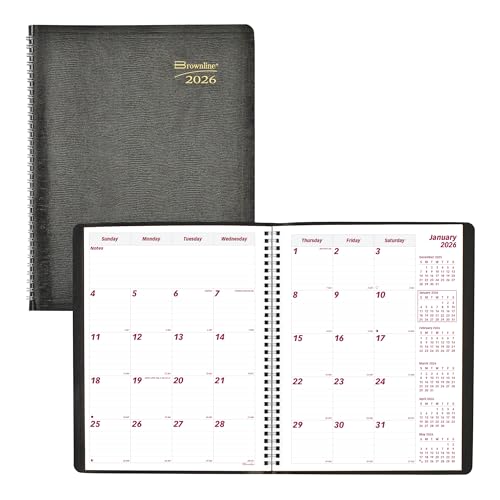 BROWNLINE Essential Monatsplaner 2026, 14 Monate, Doppeldrahtbindung, Eidechsenähnliches Softcover, Schwarz von Brownline