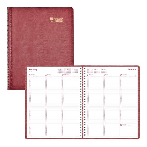 BROWNLINE Essential Wochenplaner Terminkalender 2026, Doppeldrahtbindung, Eidechsenähnliches Softcover, Rot BROWNLINE Essential Wochenplaner Terminkalender 2026, Doppeldrahtbindung, Eidechsenähnliches Softcover, Rot von Brownline