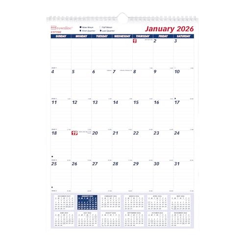 BROWNLINE Monatlicher Wandkalender, Januar bis Dezember, Doppeldrahtbindung mit Öse, 30,5 x 43,2 cm von Brownline