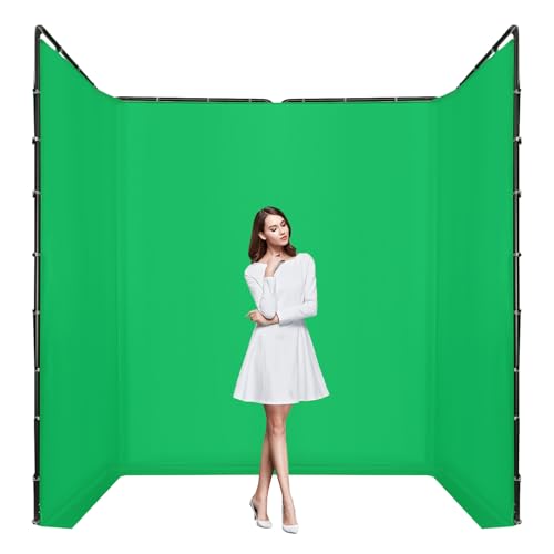 BRRIDE Greenscreen Hintergrund mit Ständer, 4 x 2,4 m Hintergrundsystem Faltbare Grün Fotohintergrund für Produkt Porträt YouTube Video Fotografie, Fotostudio Streaming Gaming TikTok (Grün) von Brride