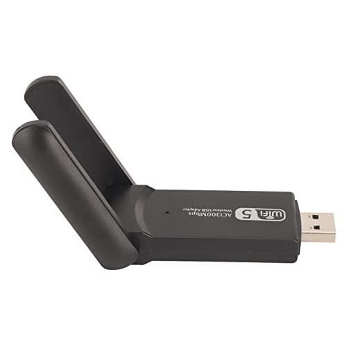 Brrnoo 1300M USB-WLAN-Adapter 2,4G 5,8G USB3.0-Schnittstelle Plug-and-Play-WLAN-Adapter mit Dual-Antennen für Tablets Laptops, Dualband-WLAN-Adapter von Brrnoo