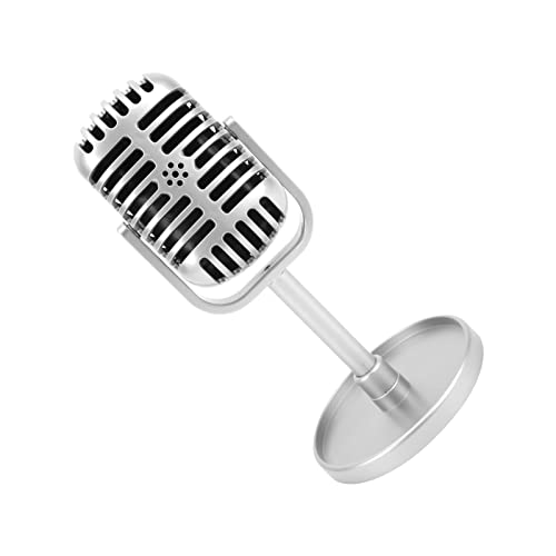 Brrnoo Gefälschtes Mikrofon, 3.1x6.5x2in Klassisches Prop -Mikrofonspielzeugmikrofon -Mikrofon Requisite mit Basispad für die Dreharbeiten Zum Tanzshows Übung mit Mikrofonpropsfilm Film (Silver) von Brrnoo