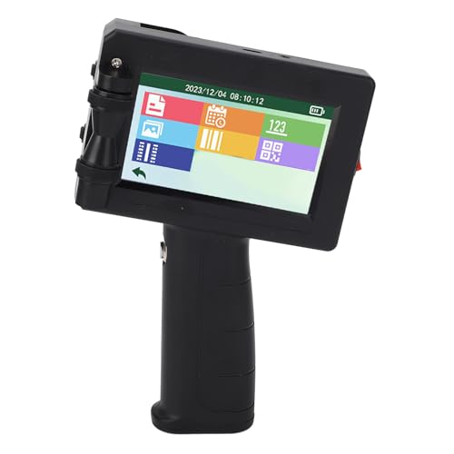 Brrnoo Handheld -Tintenstrahldruckerpistole, Handhelddrucker 4,3 Zoll LED -Touchscreen Schnell Trockener Tintenstrahldrucker -Drucker -Kit 12.7mm Handheld Inkjet -Drucker für Zeichen von Brrnoo
